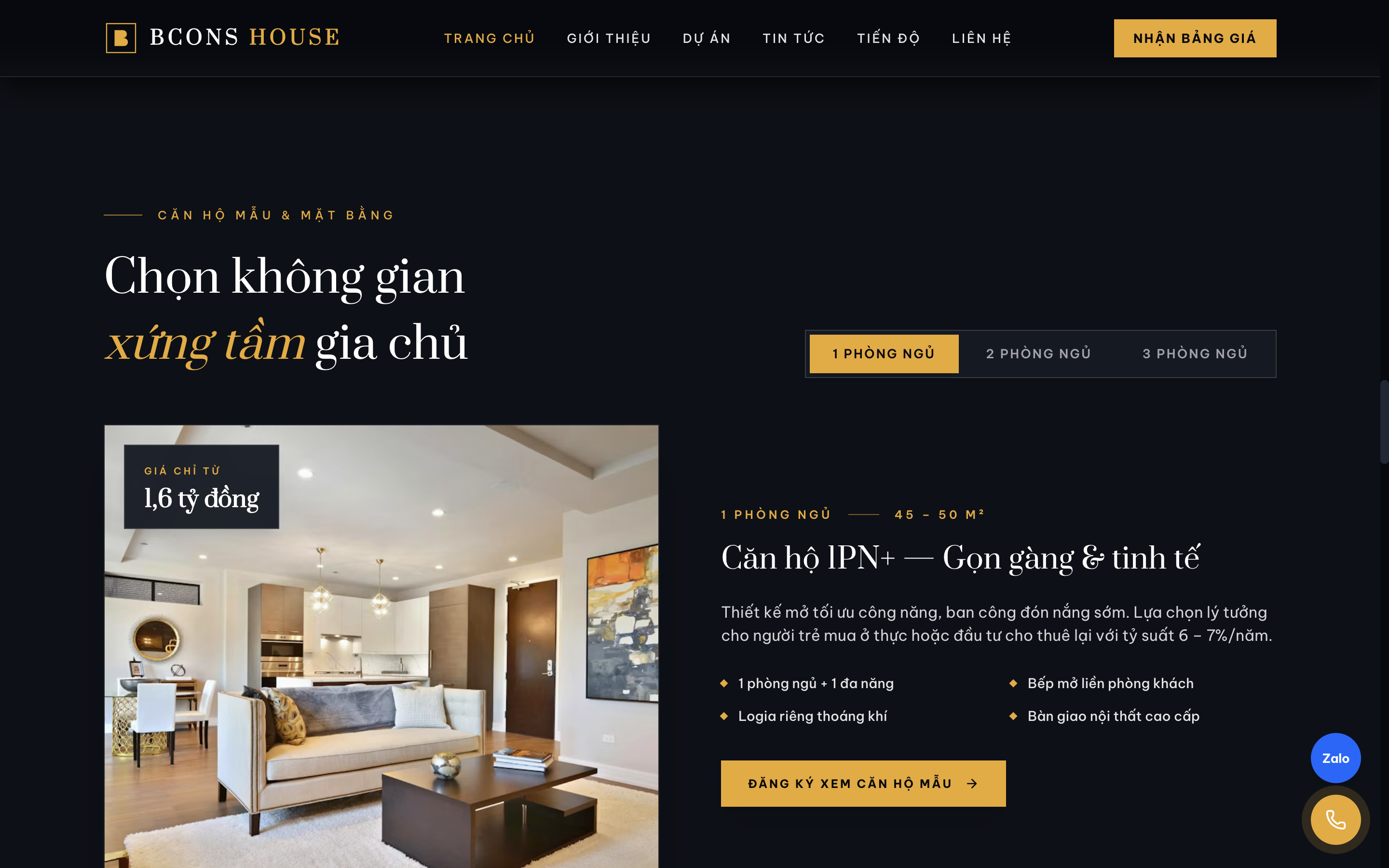 Mặt bằng căn hộ mẫu thiết kế thông minh
