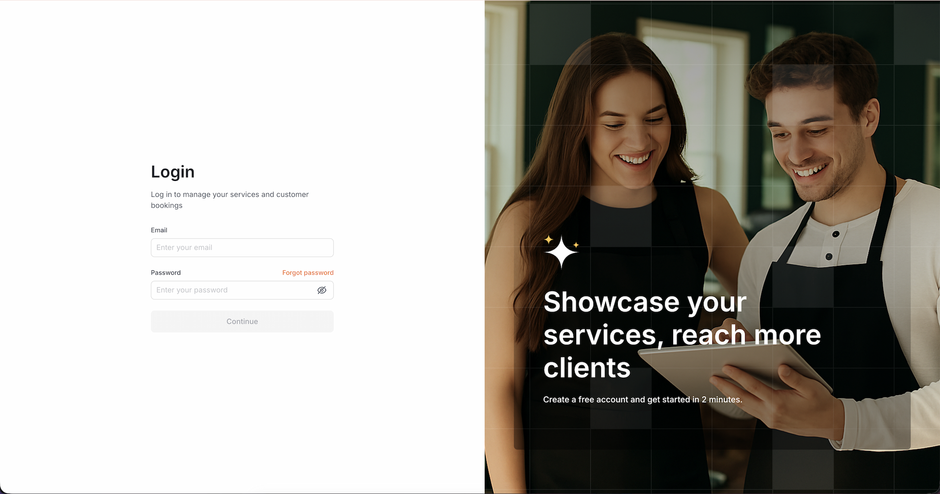 Login and register page